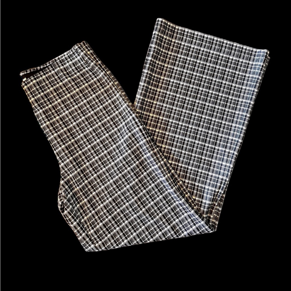 Sincerely Jules plaid black white elastic wst poly spandex blend sz lge pants